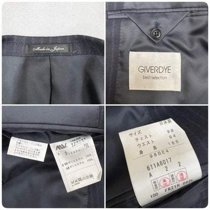 新品 GIVERDYE ジバルディ ストライプ ビジネススーツ ネイビー XL
