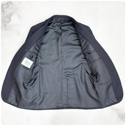 新品 GIVERDYE ジバルディ ストライプ ビジネススーツ ネイビー S