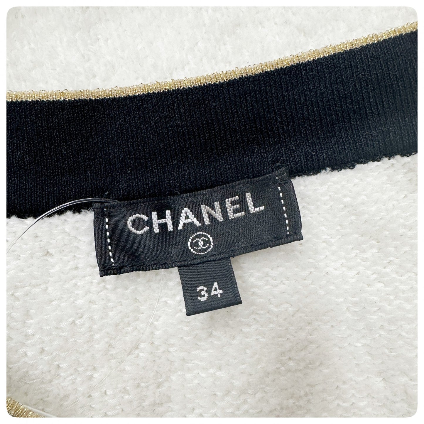 CHANEL コットンパイルニット ココマークボタン バイカラーワンピース サイズ34 ホワイト ブラック
