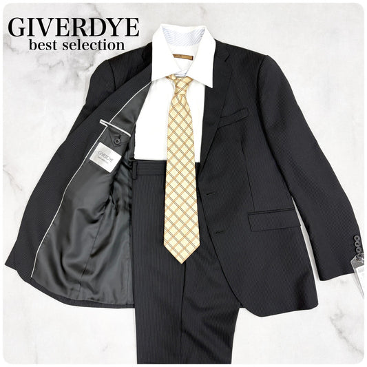 新品 GIVERDYE ジバルディ ストライプ ビジネススーツ ブラック L