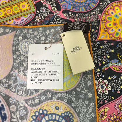 HERMES　エルメス　カレ　ハンカチーフ　生命の木　シルク