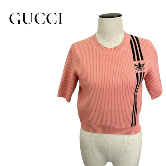 RC2601-125 GUCCI adidas ニット 半袖 ピンク S