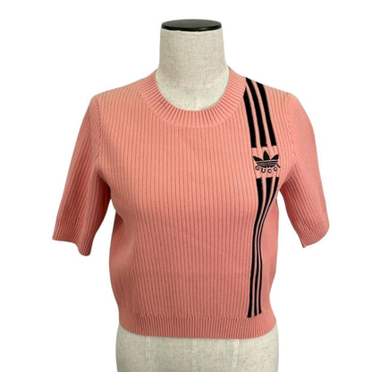 RC2601-125 GUCCI adidas ニット 半袖 ピンク S