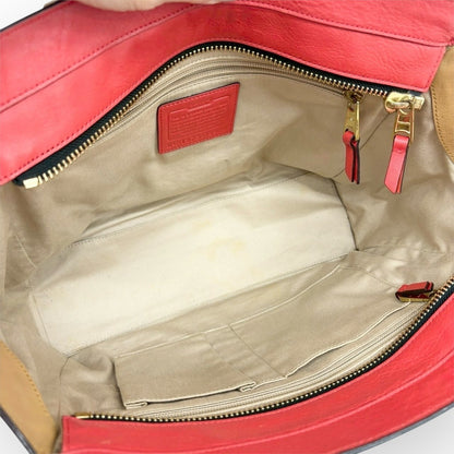COACH コーチ レガシー トートバッグ レザー バイカラー レッド×ネイビー×キャメル F1273-19909