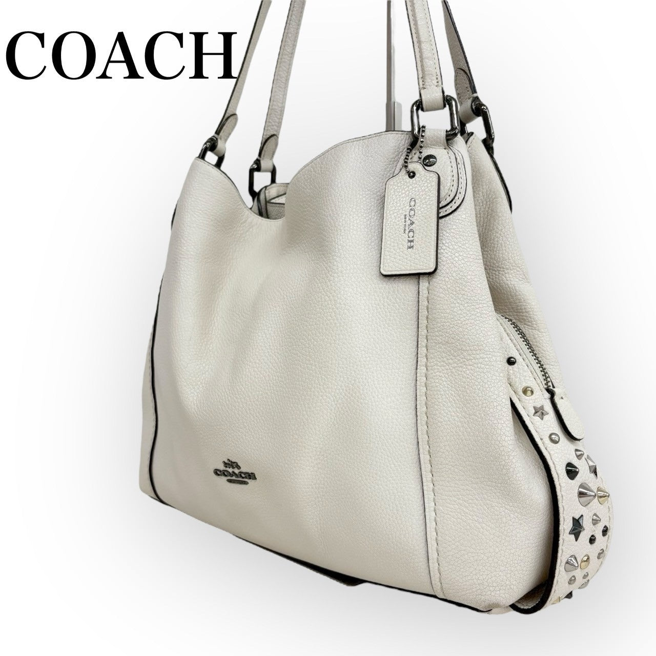 COACH コーチ トートバッグ イーディ31 ウィズ スター リベット ホワイト 59468