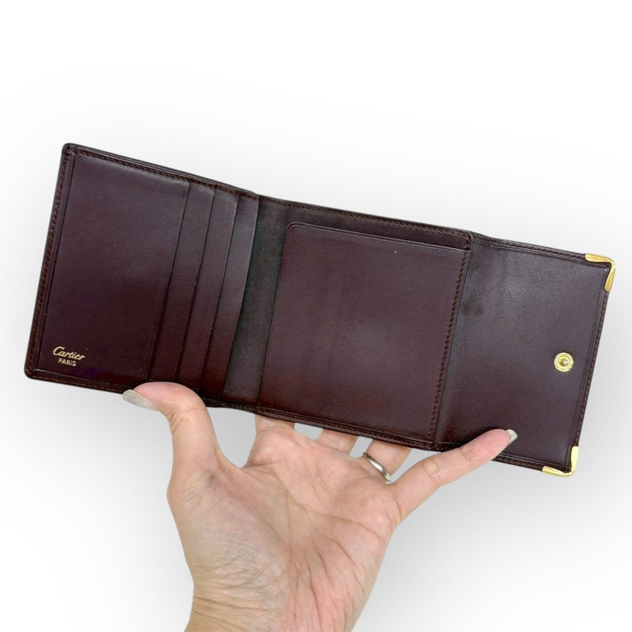 Cartier カルティエ マストライン 財布 がま口 二つ折り財布 ボルドー