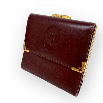 Cartier カルティエ マストライン 財布 がま口 二つ折り財布 ボルドー