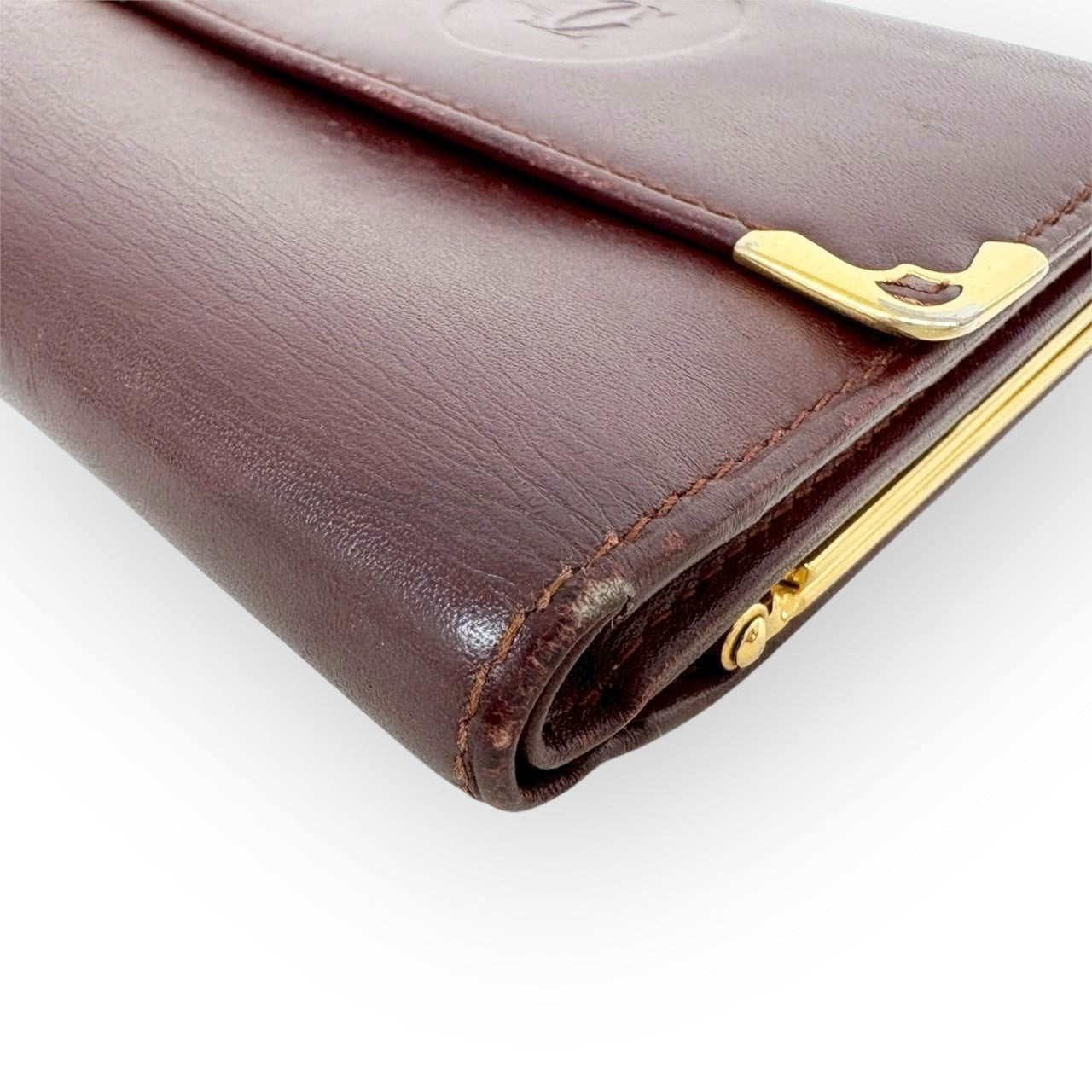 Cartier カルティエ マストライン 財布 がま口 二つ折り財布 ボルドー