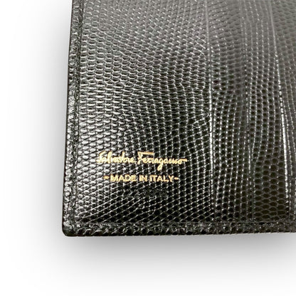 ２１ Ferragamo フェラガモ 三つ折り財布 ヴァラリボン がま口 ブラック