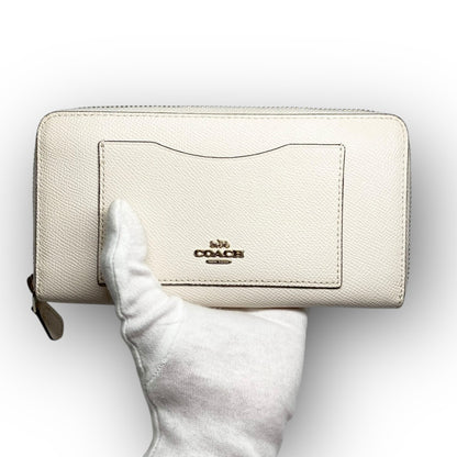 ２２ COACH コーチ 長財布 ラウンドファスナー ホワイト系