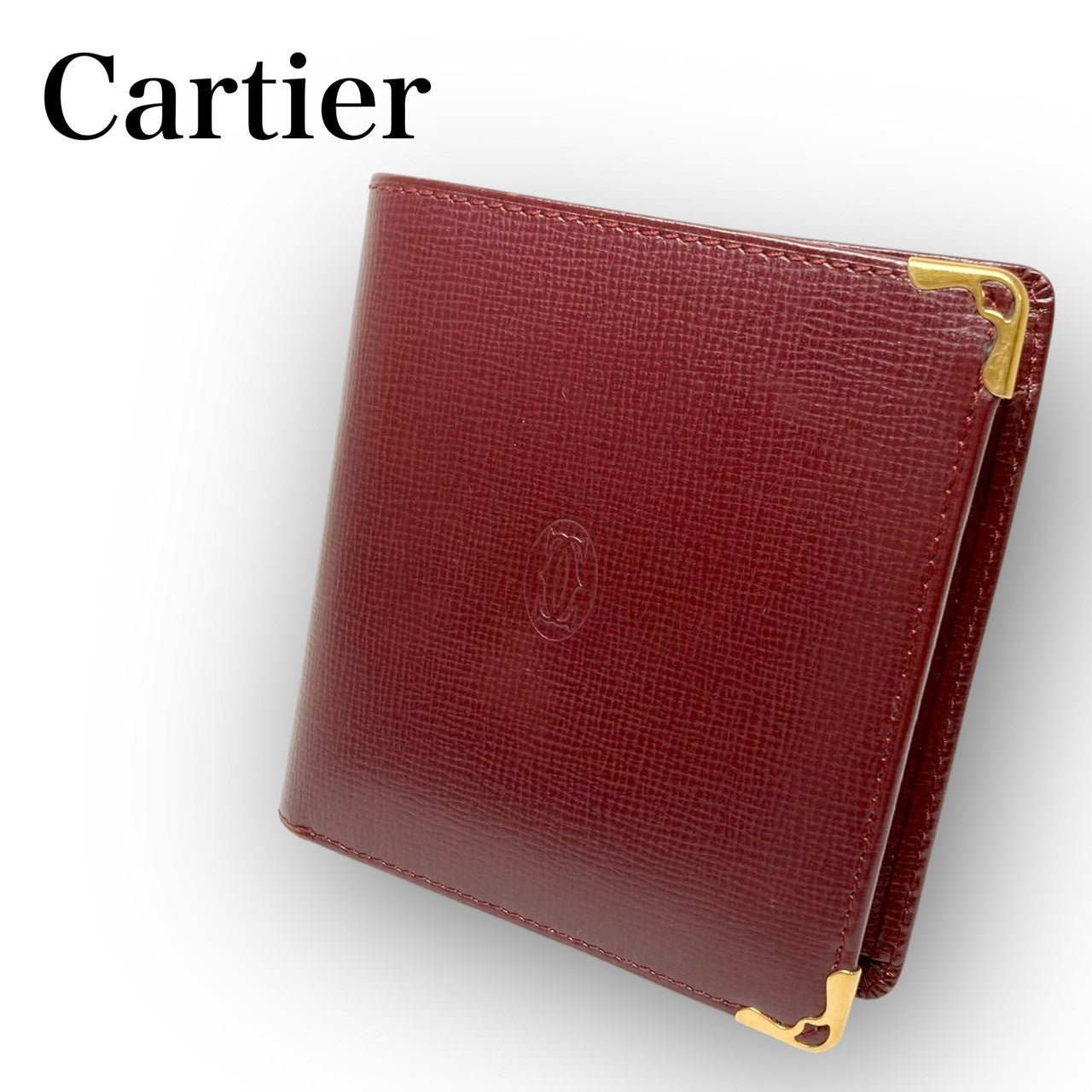 ２７ Cartier カルティエ 二つ折り財布 マストライン ボルドー