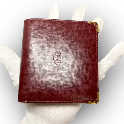 ２７ Cartier カルティエ 二つ折り財布 マストライン ボルドー