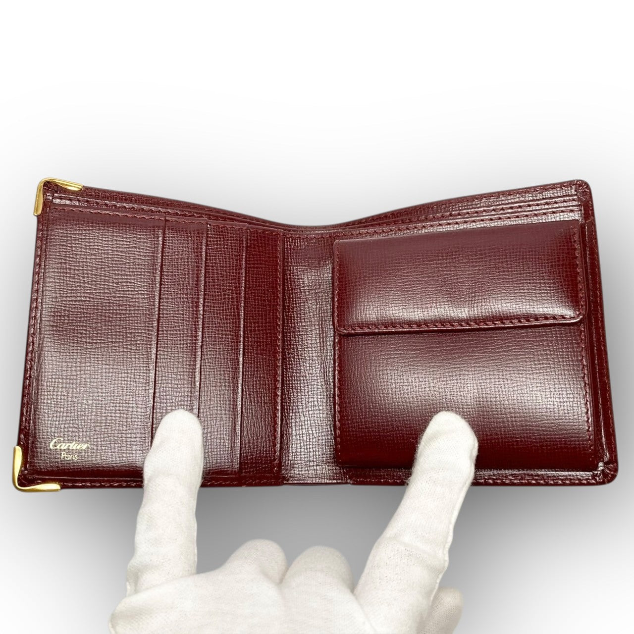 ２７ Cartier カルティエ 二つ折り財布 マストライン ボルドー