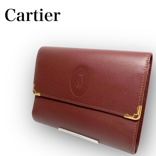 ２９ Cartier カルティエ 三つ折り財布 レッド