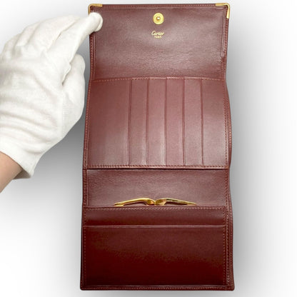 ２９ Cartier カルティエ 三つ折り財布 レッド