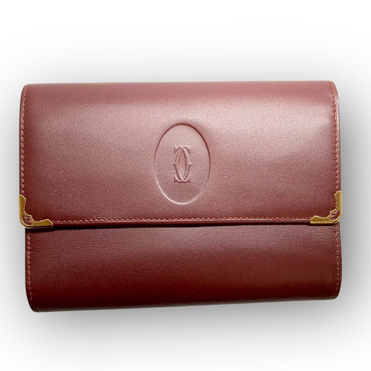 ２９ Cartier カルティエ 三つ折り財布 レッド