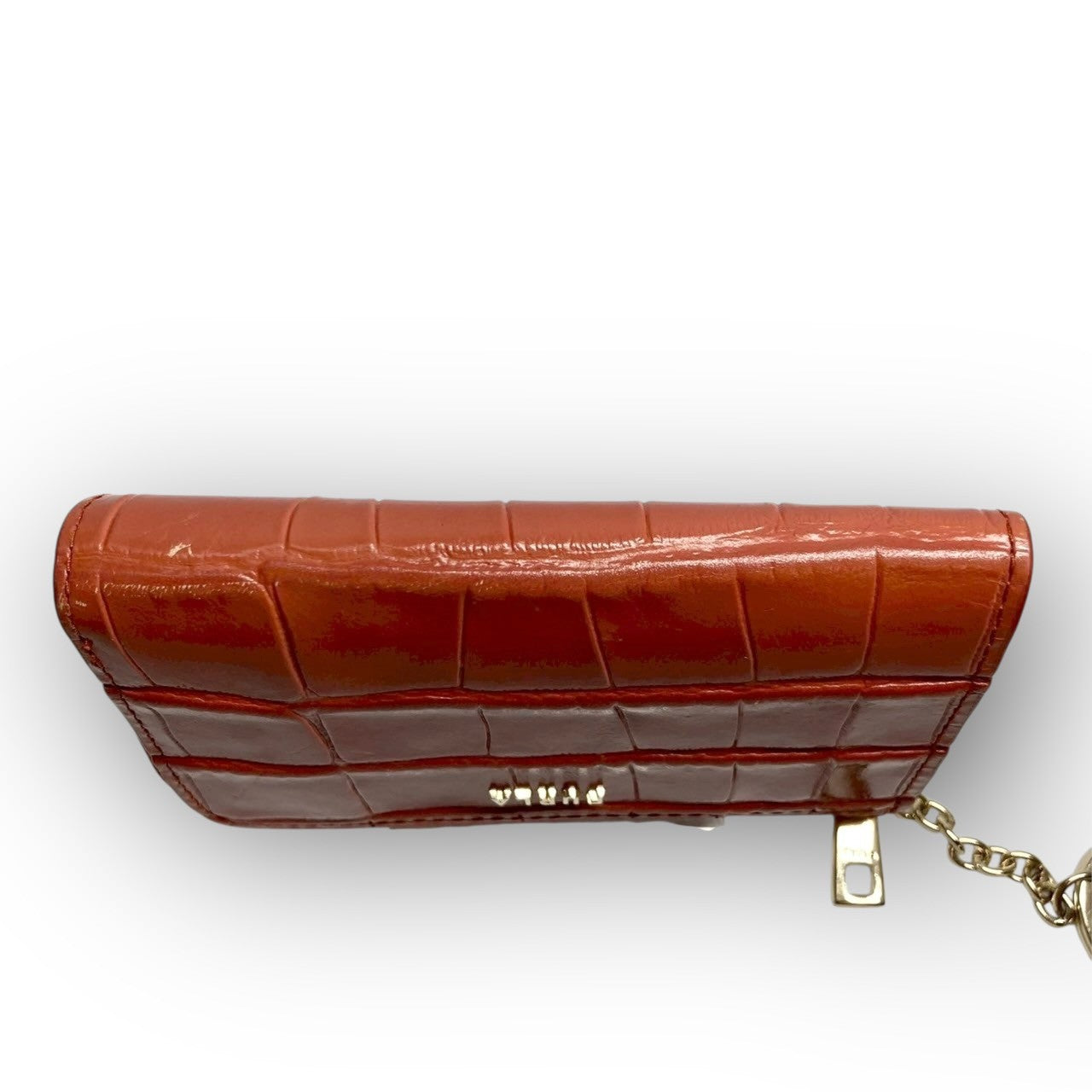 ３１ FURLA フルラ コインケース キーホルダー付き 型押し オレンジ