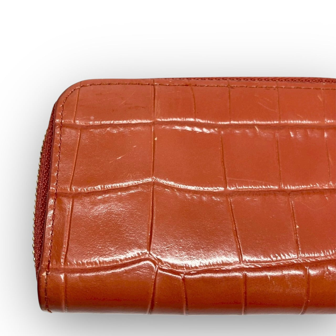 ３１ FURLA フルラ コインケース キーホルダー付き 型押し オレンジ