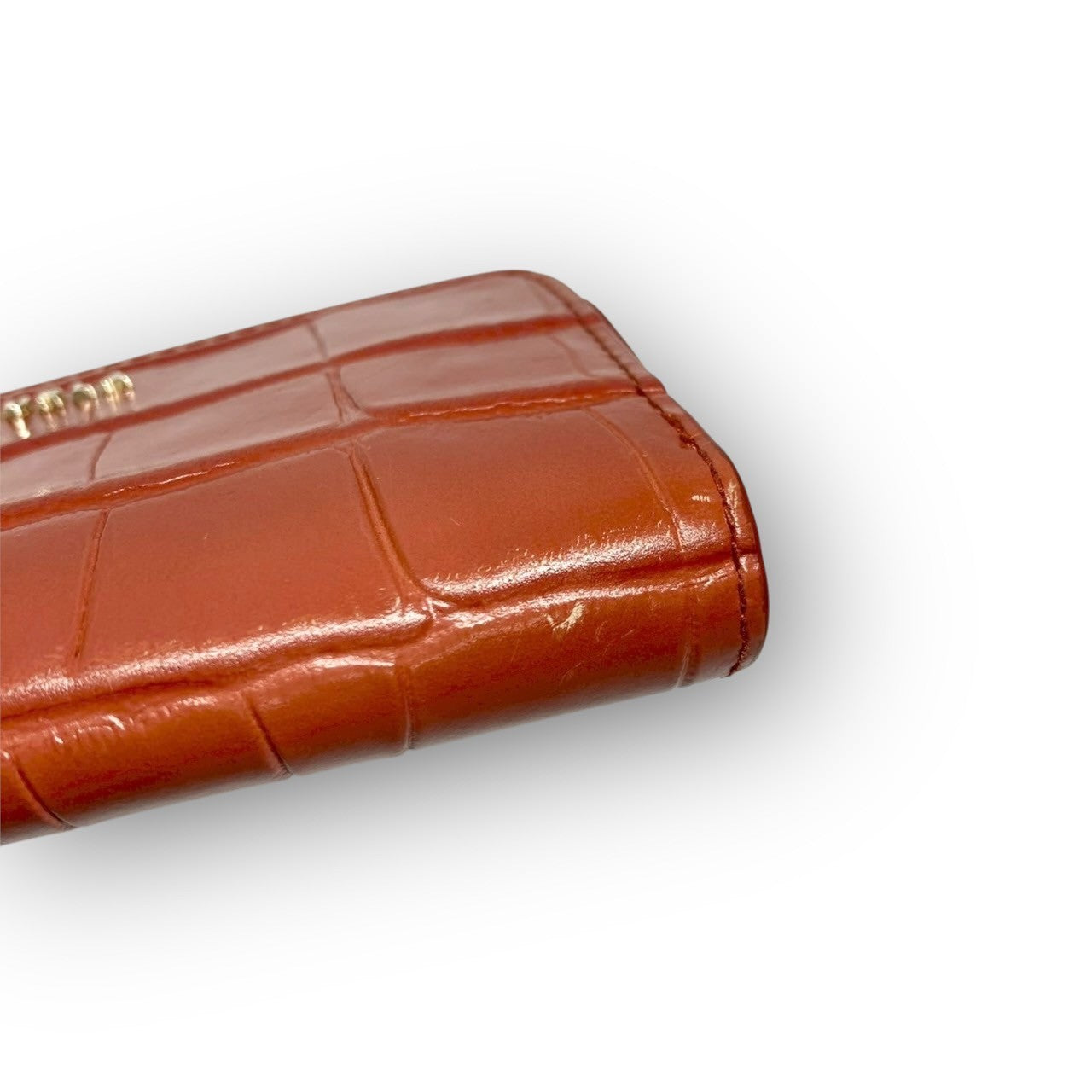 ３１ FURLA フルラ コインケース キーホルダー付き 型押し オレンジ