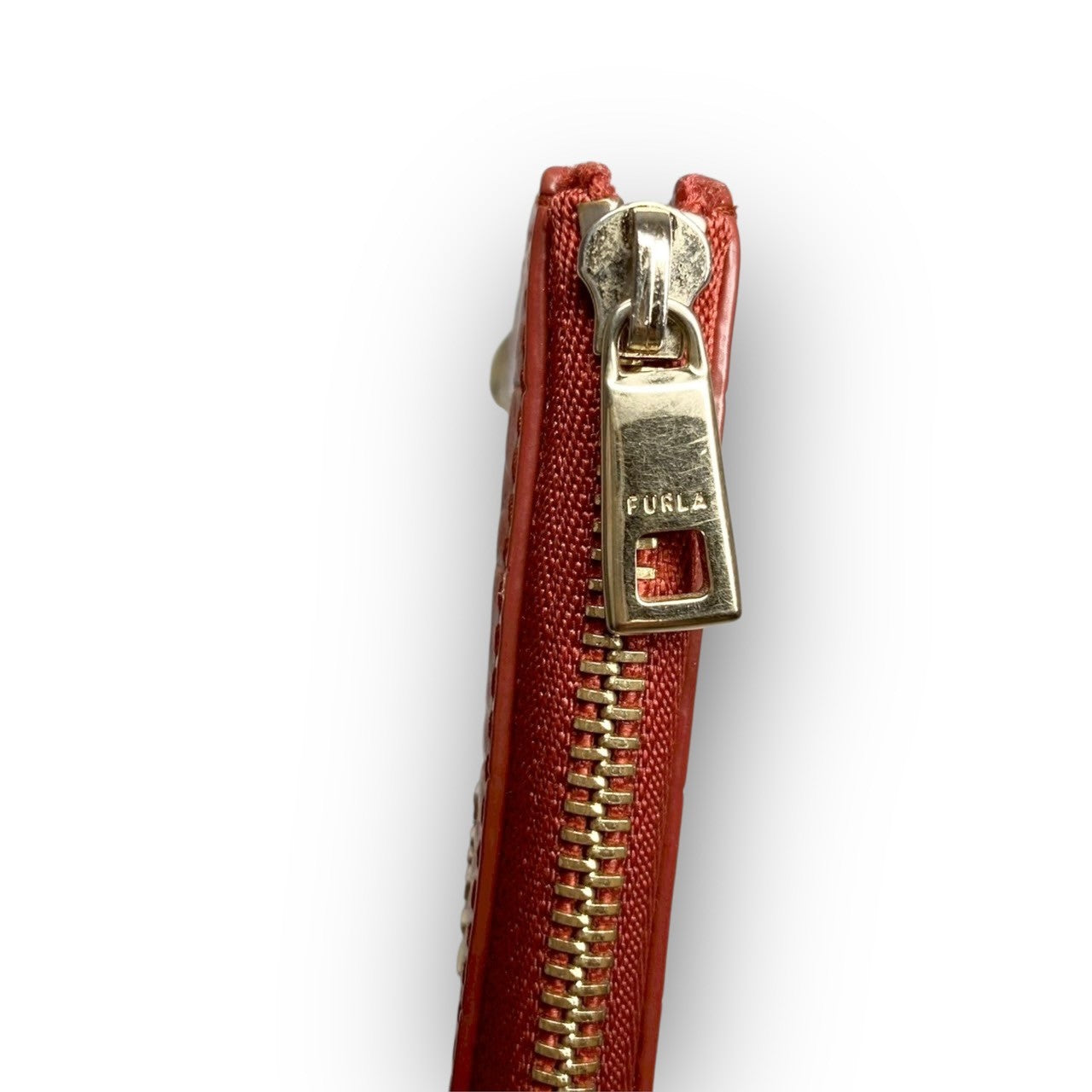 ３１ FURLA フルラ コインケース キーホルダー付き 型押し オレンジ