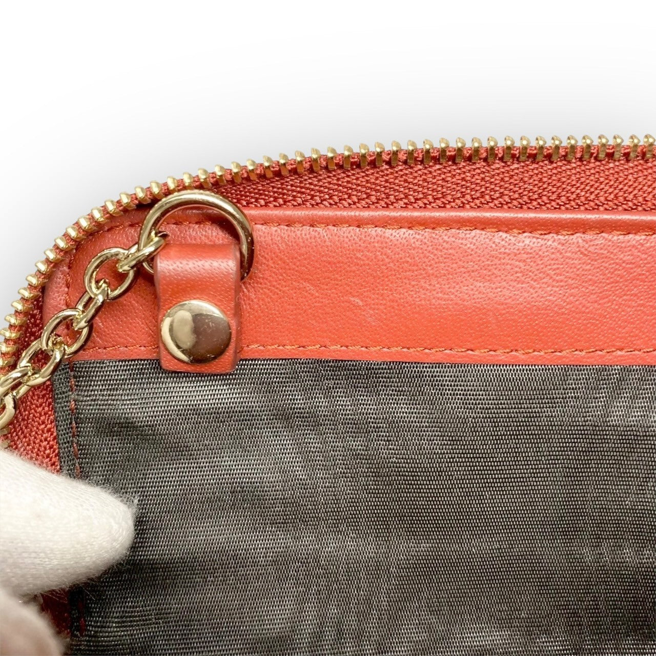 ３１ FURLA フルラ コインケース キーホルダー付き 型押し オレンジ