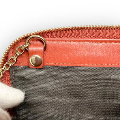 ３１ FURLA フルラ コインケース キーホルダー付き 型押し オレンジ