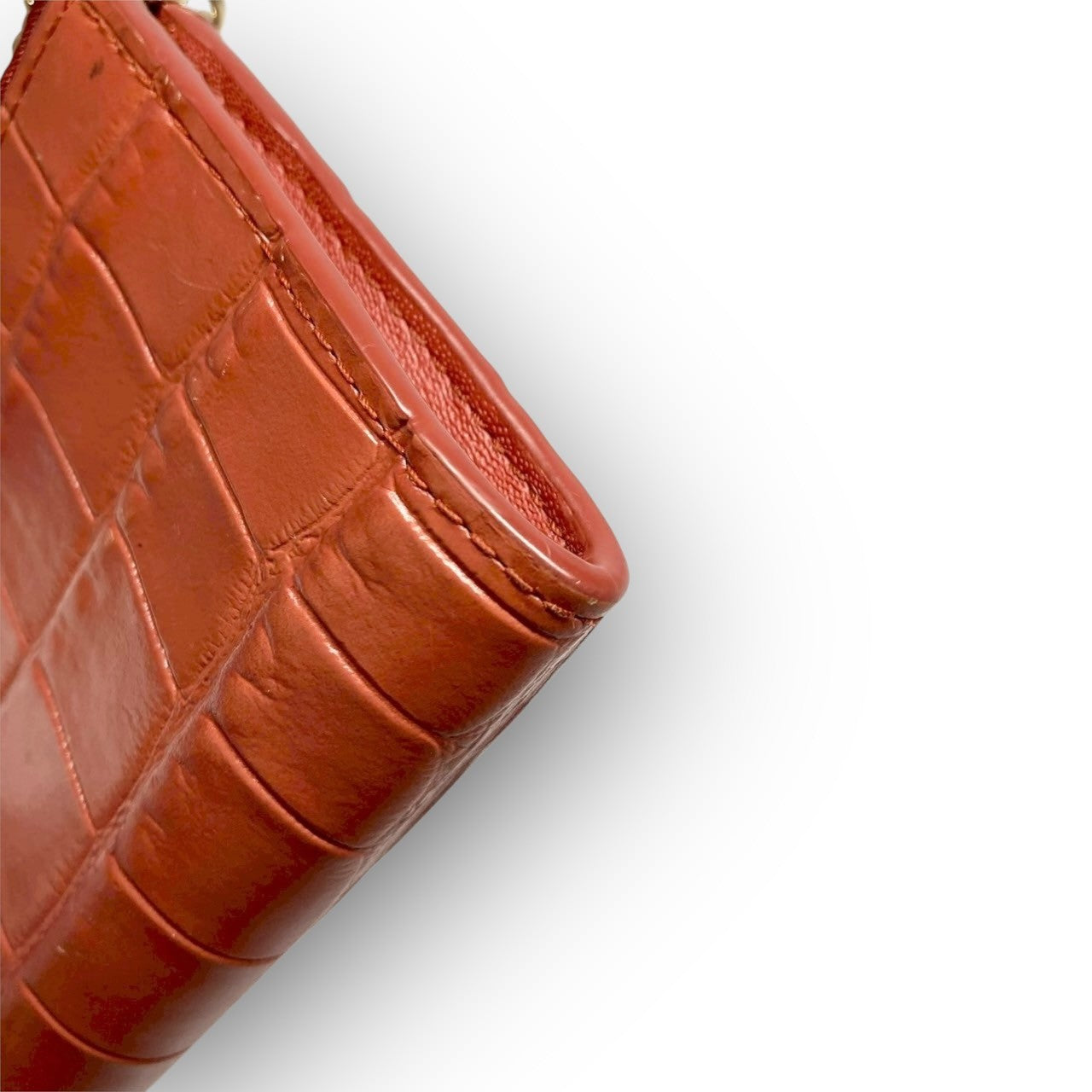 ３１ FURLA フルラ コインケース キーホルダー付き 型押し オレンジ