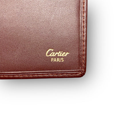 ３２ Cartier カルティエ 札入れ 二つ折り財布 ボルドー