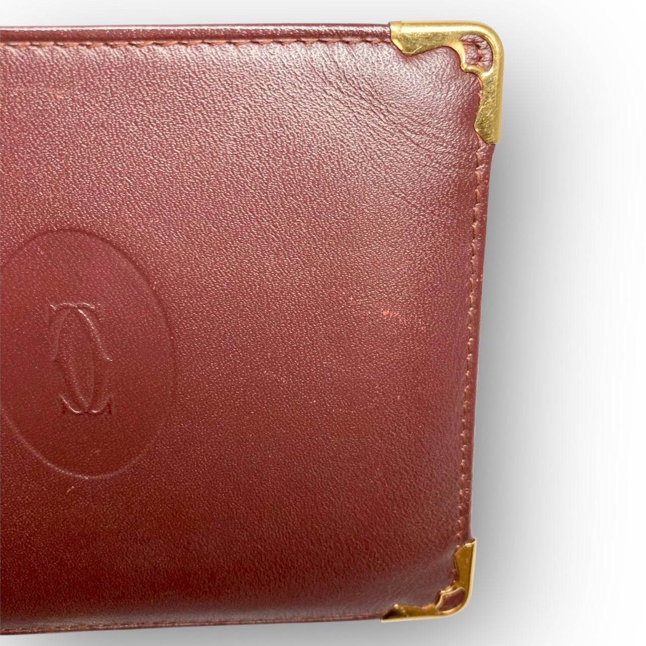 ３２ Cartier カルティエ 札入れ 二つ折り財布 ボルドー