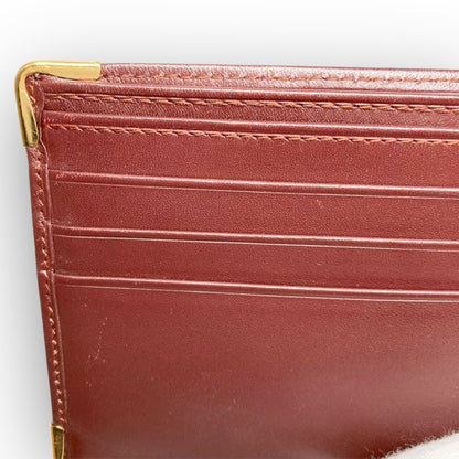 ３２ Cartier カルティエ 札入れ 二つ折り財布 ボルドー