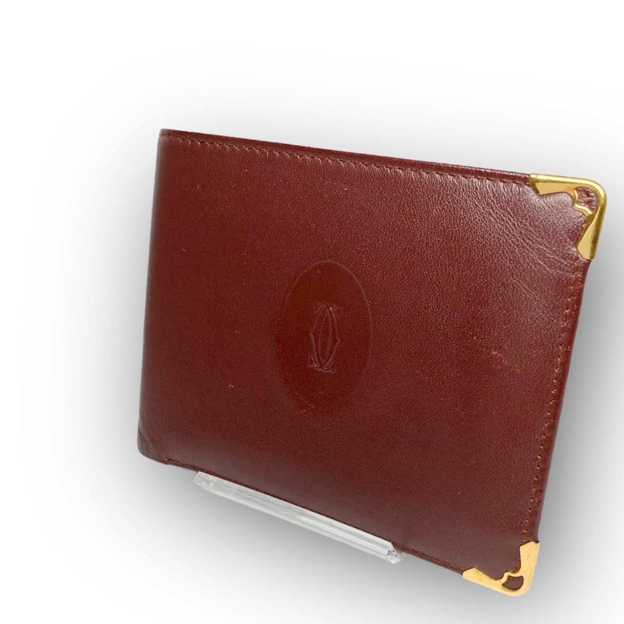 ３２ Cartier カルティエ 札入れ 二つ折り財布 ボルドー