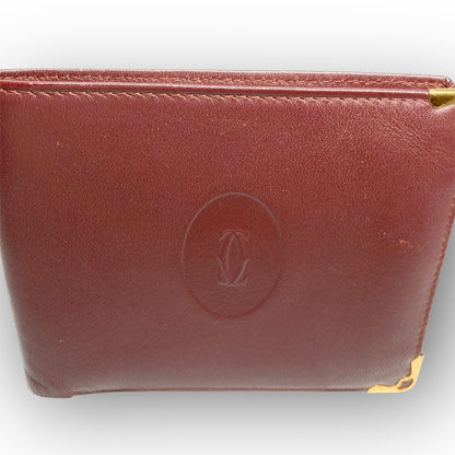 ３２ Cartier カルティエ 札入れ 二つ折り財布 ボルドー