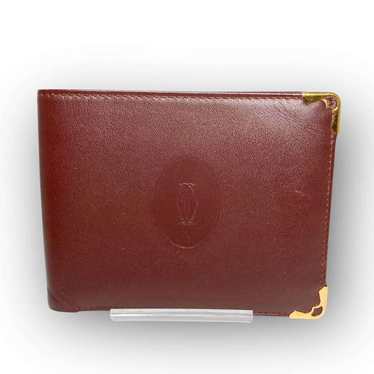 ３２ Cartier カルティエ 札入れ 二つ折り財布 ボルドー