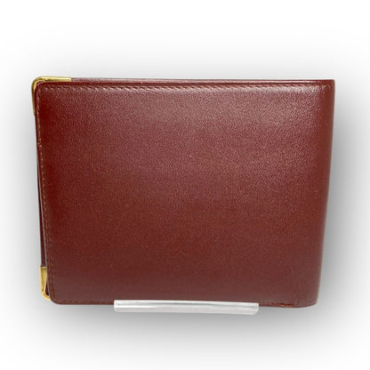 ３２ Cartier カルティエ 札入れ 二つ折り財布 ボルドー