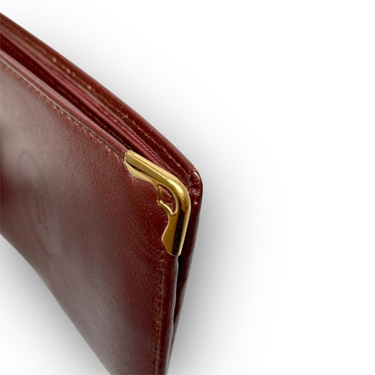３２ Cartier カルティエ 札入れ 二つ折り財布 ボルドー