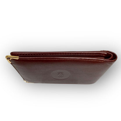 ３２ Cartier カルティエ 札入れ 二つ折り財布 ボルドー