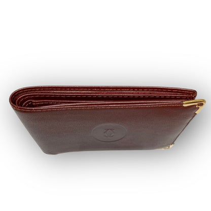 ３２ Cartier カルティエ 札入れ 二つ折り財布 ボルドー