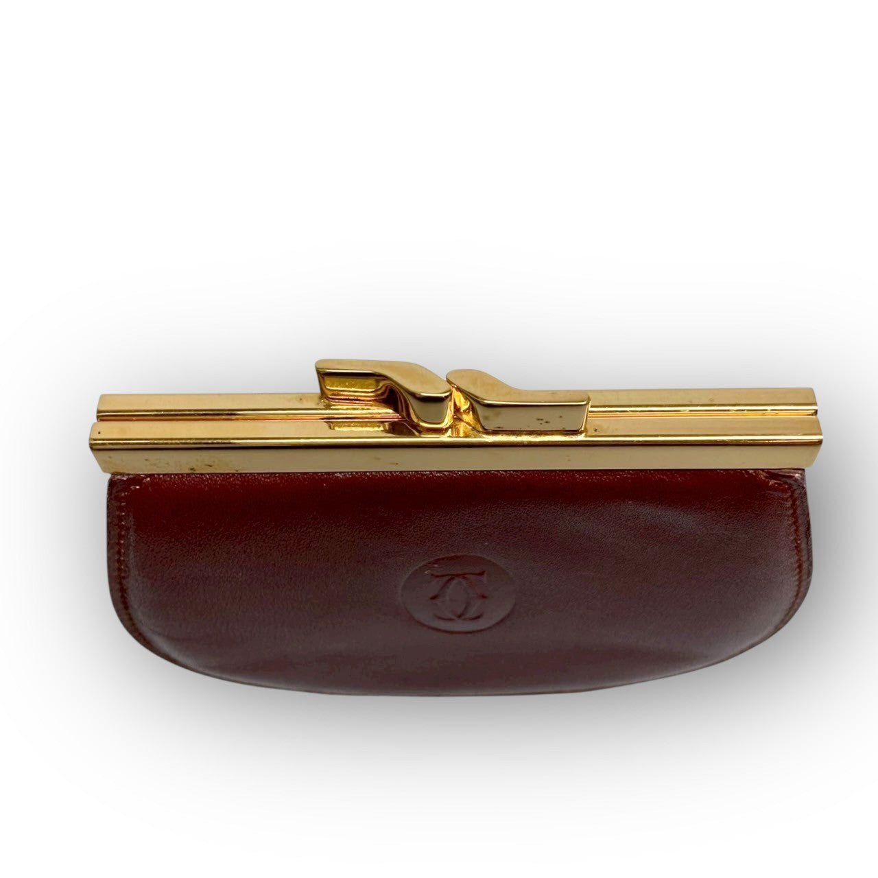 ３８ Cartier カルティエ コインケース がま口 ボルドー