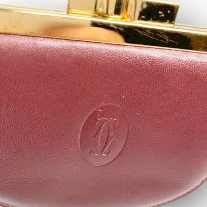 ３８ Cartier カルティエ コインケース がま口 ボルドー