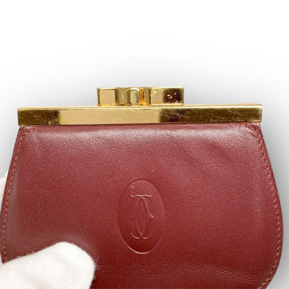 ３８ Cartier カルティエ コインケース がま口 ボルドー