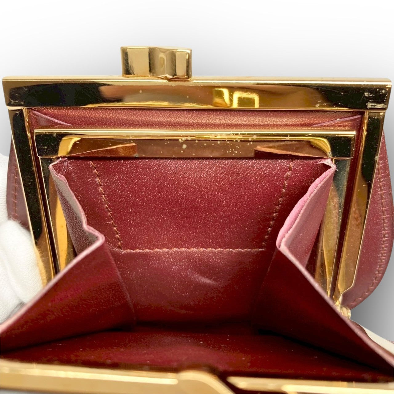 ３８ Cartier カルティエ コインケース がま口 ボルドー