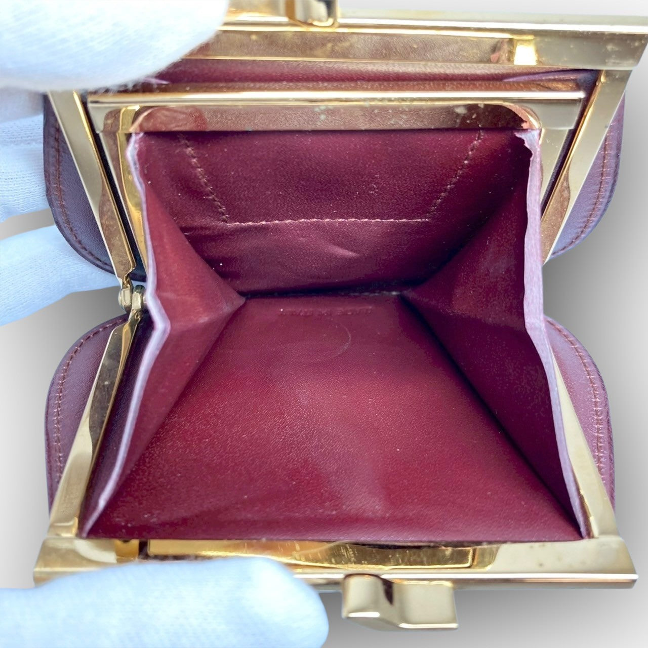 ３８ Cartier カルティエ コインケース がま口 ボルドー