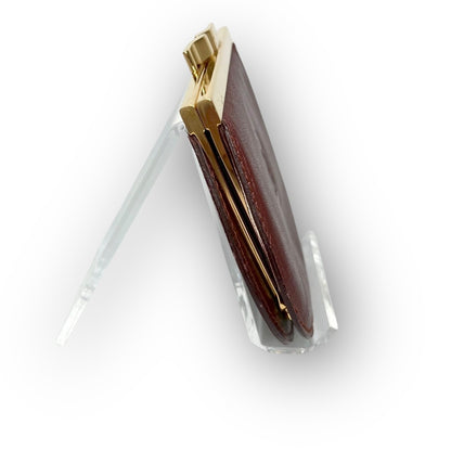 ３８ Cartier カルティエ コインケース がま口 ボルドー