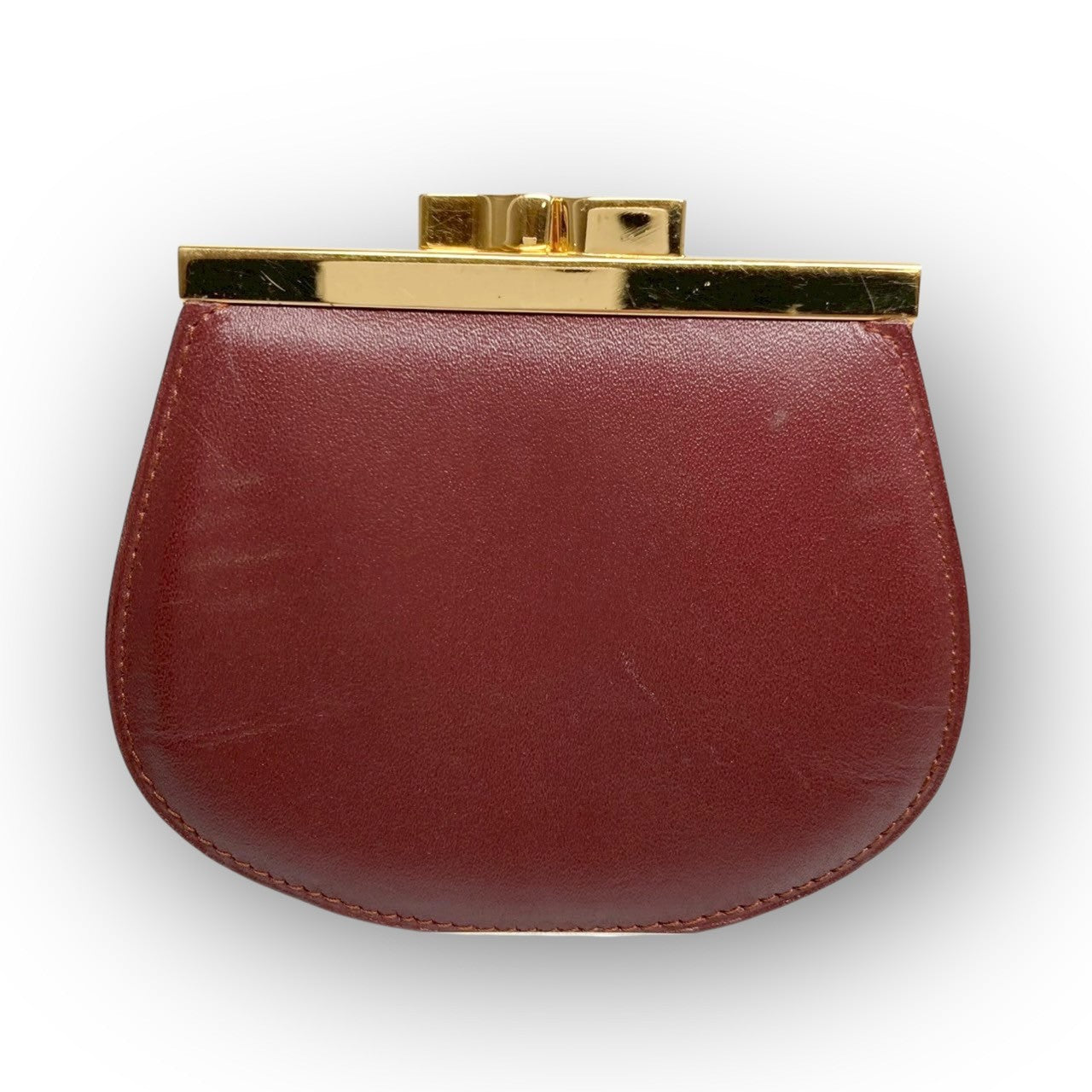３８ Cartier カルティエ コインケース がま口 ボルドー
