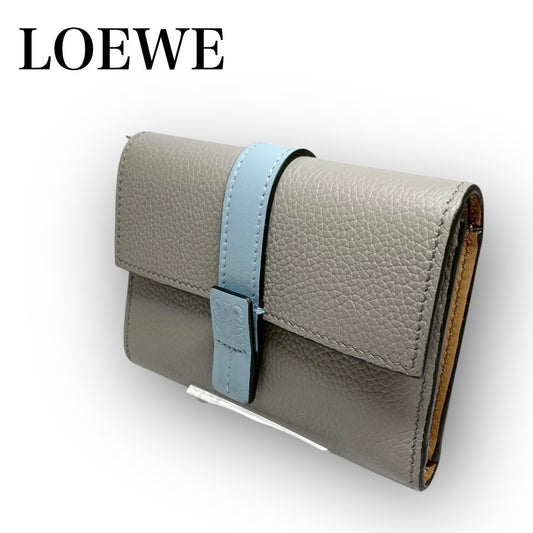 ４２ LOEWE ロエベ 三つ折り財布 レザー グレー