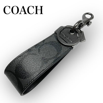 ４６ COACH コーチ キーリング シグネチャー グレー×シルバー