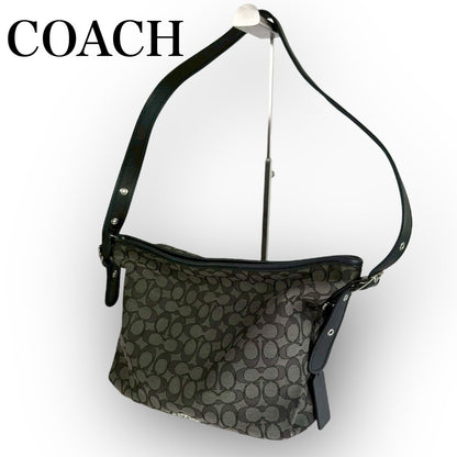 ５８ COACH コーチ ショルダーバッグ シグネチャー グレー×ブラック