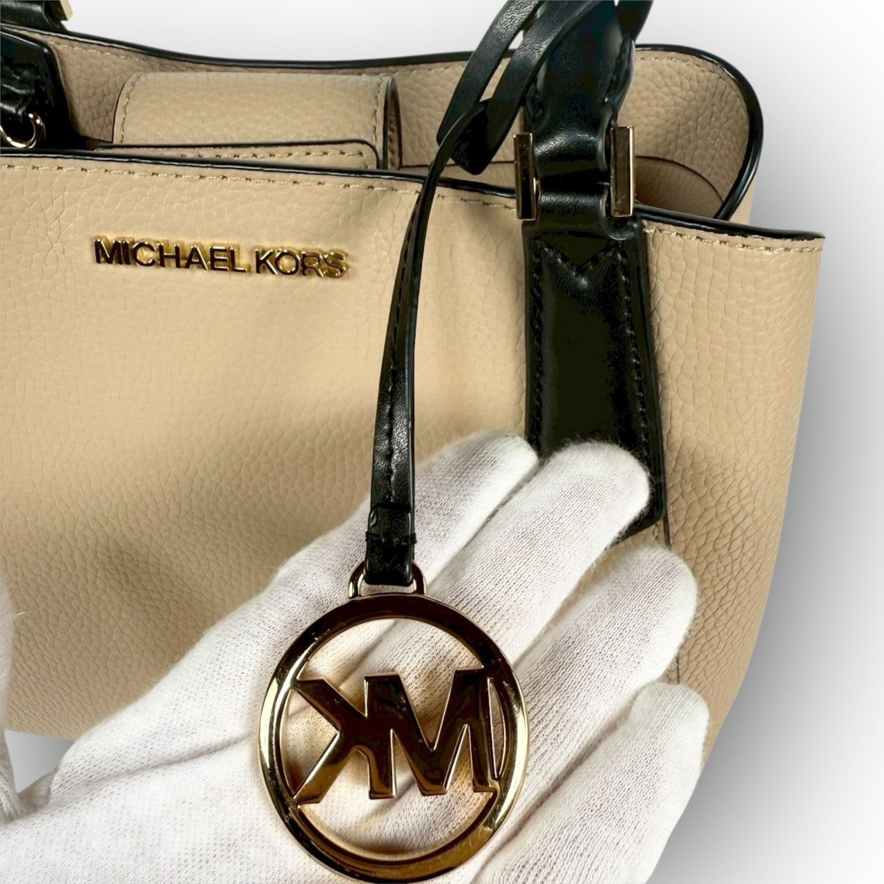 ５９ MICHAEL KORS マイケルコース 2Way ハンドバッグ ショルダーバッグ  ベージュ×ブラック