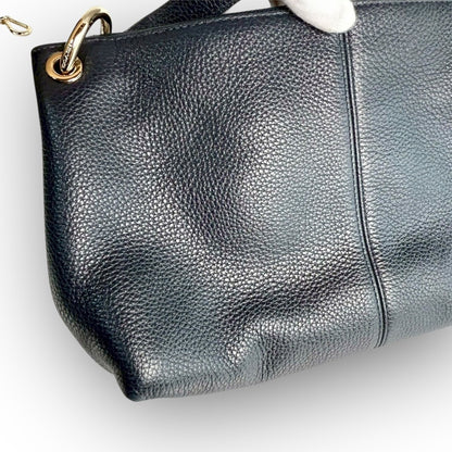 ６１COACH コーチ 2wayバッグ ハンドバッグ ショルダーバッグ ネイビー レザー
