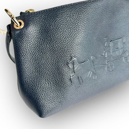 ６１COACH コーチ 2wayバッグ ハンドバッグ ショルダーバッグ ネイビー レザー